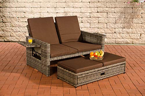 Unique Nature Gartensofa mit Liegefunktion – mit Hocker, klappbaren Ablagen & Verstellbarer Rückenlehne – 2-Sitzer 144x88x88.5 – Polyrattan Aluminium – wetterfest & komfortabel Unique Nature Gartensofa mit Liegefunktion – mit Hocker, klappbaren Ablagen & Verstellbarer Rückenlehne – 2-Sitzer 144x88x88.5 – Polyrattan Aluminium – wetterfest & komfortabel von Unique Nature