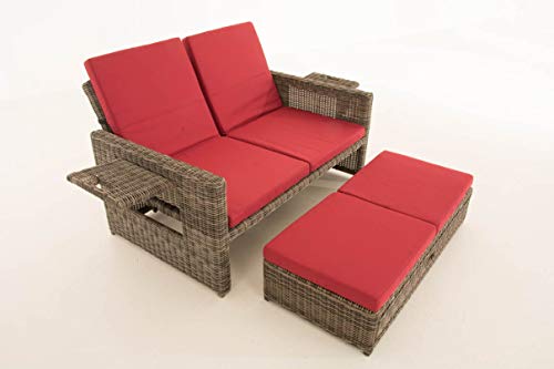Unique Nature Gartensofa mit Liegefunktion – mit Hocker, klappbaren Ablagen & Verstellbarer Rückenlehne – 2-Sitzer 144x88x88.5 – Polyrattan Aluminium – wetterfest & komfortabel Unique Nature Gartensofa mit Liegefunktion – mit Hocker, klappbaren Ablagen & Verstellbarer Rückenlehne – 2-Sitzer 144x88x88.5 – Polyrattan Aluminium – wetterfest & komfortabel von Unique Nature