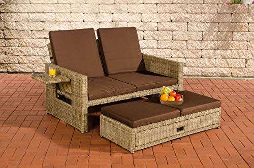 Unique Nature Gartensofa mit Liegefunktion – mit Hocker, klappbaren Ablagen & Verstellbarer Rückenlehne – 2-Sitzer 144x88x88.5 – Polyrattan Aluminium – wetterfest & komfortabel Unique Nature Gartensofa mit Liegefunktion – mit Hocker, klappbaren Ablagen & Verstellbarer Rückenlehne – 2-Sitzer 144x88x88.5 – Polyrattan Aluminium – wetterfest & komfortabel von Unique Nature