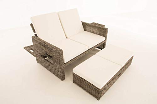 Unique Nature Gartensofa mit Liegefunktion – mit Hocker, klappbaren Ablagen & Verstellbarer Rückenlehne – 2-Sitzer 144x88x88.5 – Polyrattan Aluminium – wetterfest & komfortabel Unique Nature Gartensofa mit Liegefunktion – mit Hocker, klappbaren Ablagen & Verstellbarer Rückenlehne – 2-Sitzer 144x88x88.5 – Polyrattan Aluminium – wetterfest & komfortabel von Unique Nature