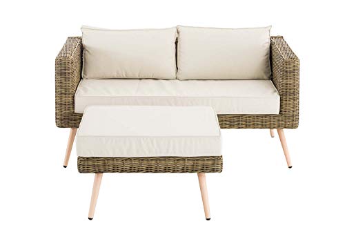 Unique Nature Gartensofa mit Liegefunktion – mit Hocker, klappbaren Ablagen & Verstellbarer Rückenlehne – 2-Sitzer 144x88x88.5 – Polyrattan Aluminium – wetterfest & komfortabel Unique Nature Gartensofa mit Liegefunktion – mit Hocker, klappbaren Ablagen & Verstellbarer Rückenlehne – 2-Sitzer 144x88x88.5 – Polyrattan Aluminium – wetterfest & komfortabel von Unique Nature
