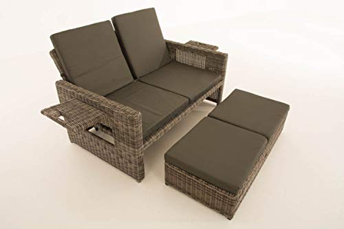 Unique Nature Gartensofa mit Liegefunktion – mit Hocker, klappbaren Ablagen & Verstellbarer Rückenlehne – 2-Sitzer 144x88x88.5 – Polyrattan Aluminium – wetterfest & komfortabel Unique Nature Gartensofa mit Liegefunktion – mit Hocker, klappbaren Ablagen & Verstellbarer Rückenlehne – 2-Sitzer 144x88x88.5 – Polyrattan Aluminium – wetterfest & komfortabel von Unique Nature