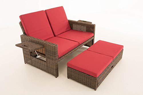 Unique Nature Gartensofa mit Liegefunktion – mit Hocker, klappbaren Ablagen & Verstellbarer Rückenlehne – 2-Sitzer 144x88x88.5 – Polyrattan Aluminium – wetterfest & komfortabel Unique Nature Gartensofa mit Liegefunktion – mit Hocker, klappbaren Ablagen & Verstellbarer Rückenlehne – 2-Sitzer 144x88x88.5 – Polyrattan Aluminium – wetterfest & komfortabel von Unique Nature