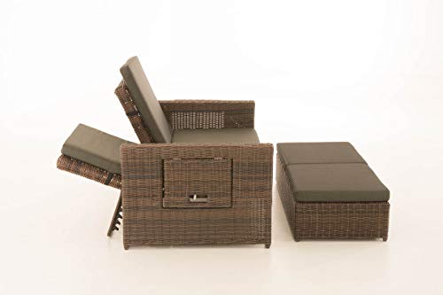 Unique Nature Gartensofa mit Liegefunktion – mit Hocker, klappbaren Ablagen & Verstellbarer Rückenlehne – 2-Sitzer 144x88x88.5 – Polyrattan Aluminium – wetterfest & komfortabel Unique Nature Gartensofa mit Liegefunktion – mit Hocker, klappbaren Ablagen & Verstellbarer Rückenlehne – 2-Sitzer 144x88x88.5 – Polyrattan Aluminium – wetterfest & komfortabel von Unique Nature