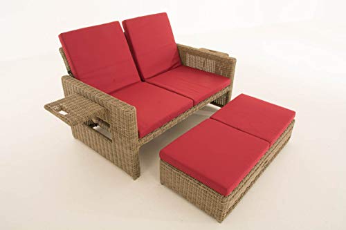 Unique Nature Gartensofa mit Liegefunktion – mit Hocker, klappbaren Ablagen & Verstellbarer Rückenlehne – 2-Sitzer 144x88x88.5 – Polyrattan Aluminium – wetterfest & komfortabel Unique Nature Gartensofa mit Liegefunktion – mit Hocker, klappbaren Ablagen & Verstellbarer Rückenlehne – 2-Sitzer 144x88x88.5 – Polyrattan Aluminium – wetterfest & komfortabel von Unique Nature