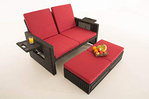Unique Nature Gartensofa mit Liegefunktion – mit Hocker, klappbaren Ablagen & Verstellbarer Rückenlehne – 2-Sitzer 144x88x88.5 – Polyrattan Aluminium – wetterfest & komfortabel Unique Nature Gartensofa mit Liegefunktion – mit Hocker, klappbaren Ablagen & Verstellbarer Rückenlehne – 2-Sitzer 144x88x88.5 – Polyrattan Aluminium – wetterfest & komfortabel von Unique Nature