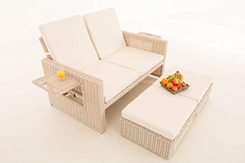 Unique Nature Gartensofa mit Liegefunktion – mit Hocker, klappbaren Ablagen & Verstellbarer Rückenlehne – 2-Sitzer 144x88x88.5 – Polyrattan Aluminium – wetterfest & komfortabel Unique Nature Gartensofa mit Liegefunktion – mit Hocker, klappbaren Ablagen & Verstellbarer Rückenlehne – 2-Sitzer 144x88x88.5 – Polyrattan Aluminium – wetterfest & komfortabel von Unique Nature