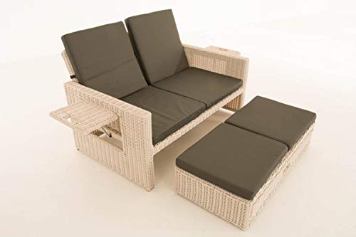 Unique Nature Gartensofa mit Liegefunktion – mit Hocker, klappbaren Ablagen & Verstellbarer Rückenlehne – 2-Sitzer 144x88x88.5 – Polyrattan Aluminium – wetterfest & komfortabel Unique Nature Gartensofa mit Liegefunktion – mit Hocker, klappbaren Ablagen & Verstellbarer Rückenlehne – 2-Sitzer 144x88x88.5 – Polyrattan Aluminium – wetterfest & komfortabel von Unique Nature