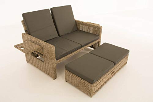 Unique Nature Gartensofa mit Liegefunktion – mit Hocker, klappbaren Ablagen & Verstellbarer Rückenlehne – 2-Sitzer 144x88x88.5 – Polyrattan Aluminium – wetterfest & komfortabel Unique Nature Gartensofa mit Liegefunktion – mit Hocker, klappbaren Ablagen & Verstellbarer Rückenlehne – 2-Sitzer 144x88x88.5 – Polyrattan Aluminium – wetterfest & komfortabel von Unique Nature