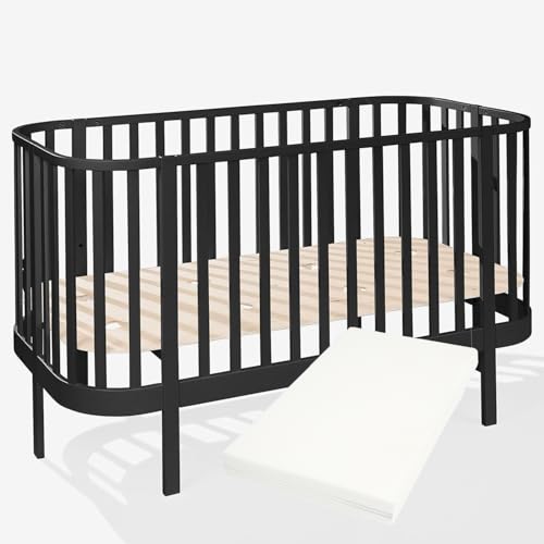 Unique Nature Grand Babybett Schwarz 140x70 cm mit Matratze – 3in1 Kinderbett mit Sofa-Option, höhenverstellbar, aus Buchenholz & Birkensperrholz, EN-Zertifiziert, stabil & schadstofffrei Unique Nature Grand Babybett Schwarz 140x70 cm mit Matratze – 3in1 Kinderbett mit Sofa-Option, höhenverstellbar, aus Buchenholz & Birkensperrholz, EN-Zertifiziert, stabil & schadstofffrei von Unique Nature