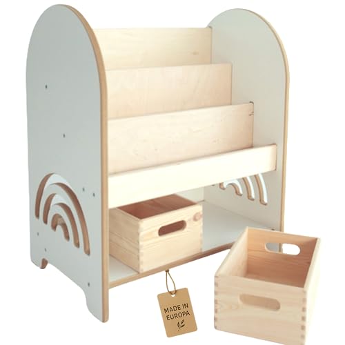 Unique Nature Montessori Bücherregal Kinder 90x30x51 cm – Holzregal mit Holzboxen, abgerundete Kanten, laminiert & pflegeleicht, natürliches Sperrholz-Design für Kinderzimmer Unique Nature Montessori Bücherregal Kinder 90x30x51 cm – Holzregal mit Holzboxen, abgerundete Kanten, laminiert & pflegeleicht, natürliches Sperrholz-Design für Kinderzimmer von Unique Nature