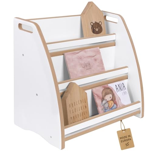 Unique Nature Montessori Bücherregal Kinder aus MDF 53x30x51 cm – Kinderzimmer Regal zur Aufbewahrung von Büchern & Spielzeug, stabiles Kindermöbel mit abgerundeten Kanten von Unique Nature