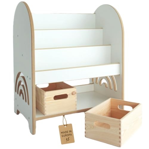 Unique Nature Montessori Bücherregal Kinder weiß 90x30x51 cm – Holzregal mit Holzboxen, abgerundete Kanten, laminiert & pflegeleicht, ideales Kinderzimmer-Regal für Bücher & Spielzeug Unique Nature Montessori Bücherregal Kinder weiß 90x30x51 cm – Holzregal mit Holzboxen, abgerundete Kanten, laminiert & pflegeleicht, ideales Kinderzimmer-Regal für Bücher & Spielzeug von Unique Nature