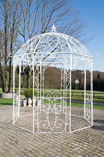 Unique Nature Rankpavillon mit Runddach, Rankhilfe und filigranen Verzierungen aus pulverbeschichtetem Metall – Ø 285 cm – Landhausstil Gartenpavillon, Rosenbogen, Rankhilfe von Unique Nature