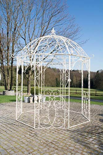 Unique Nature Rankpavillon mit Runddach, Rankhilfe und filigranen Verzierungen aus pulverbeschichtetem Metall – Ø 285 cm – Landhausstil Gartenpavillon, Rosenbogen, Rankhilfe von Unique Nature