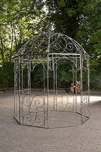 Unique Nature Rankpavillon mit Runddach, Rankhilfe und filigranen Verzierungen aus pulverbeschichtetem Metall – Ø 285 cm – Landhausstil Gartenpavillon, Rosenbogen, Rankhilfe von Unique Nature