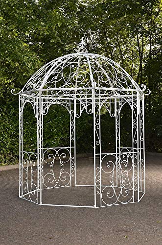 Unique Nature Rankpavillon mit Runddach, Rankhilfe und filigranen Verzierungen aus pulverbeschichtetem Metall – Ø 285 cm – Landhausstil Gartenpavillon, Rosenbogen, Rankhilfe von Unique Nature