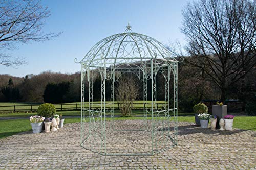 Unique Nature Rankpavillon mit Runddach, Rankhilfe und filigranen Verzierungen aus pulverbeschichtetem Metall – Ø 285 cm – Landhausstil Gartenpavillon, Rosenbogen, Rankhilfe von Unique Nature