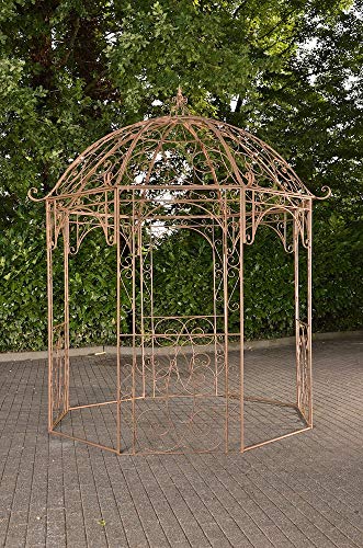 Unique Nature Rankpavillon mit Runddach, Rankhilfe und filigranen Verzierungen aus pulverbeschichtetem Metall – Ø 285 cm – Landhausstil Gartenpavillon, Rosenbogen, Rankhilfe von Unique Nature