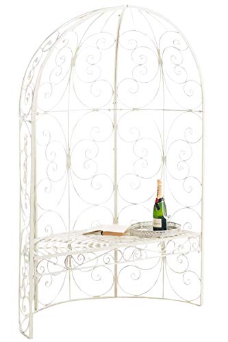 Unique Nature Rankpavillon mit Sitzbank – romantischer Halbpavillon für den Garten – pulverbeschichtetes Metall – Landhausstil – Rosenbogen, Rankhilfe, Garten-Deko von Unique Nature