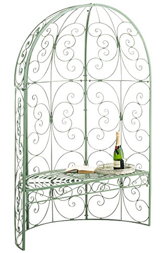 Unique Nature Rankpavillon mit Sitzbank – romantischer Halbpavillon für den Garten – pulverbeschichtetes Metall – Landhausstil – Rosenbogen, Rankhilfe, Garten-Deko von Unique Nature