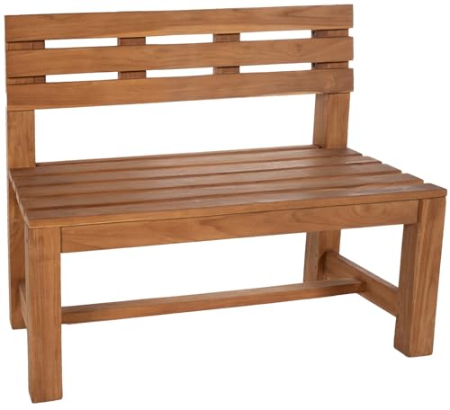 Unique Nature Teak Gartenbank gerade – in 6 Größen von 120 bis 240 cm – mit Rückenlehne – Massivholz – Outdoor-Sitzbank wetterfest für Garten Terrasse Balkon von Unique Nature