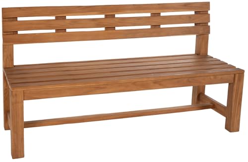 Unique Nature Teak Gartenbank – in 6 Größen – wetterfest – mit Rückenlehne – Massivholz – Outdoor-Sitzbank für Garten, Terrasse, Balkon – langlebige Holzbank wetterfest von Unique Nature