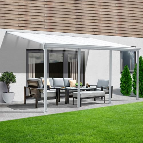 Unique Nature Terrassenüberdachung mit Hohlkammerplatten – 618x303 cm – Aluminiumrahmen in Weiß – UV-Schutz, Regenablauf & stabile Konstruktion – ideal für Garten, Terrasse & Grillplatz von Unique Nature