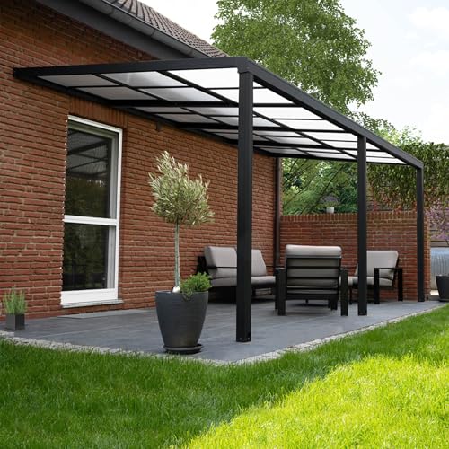 Unique Nature Terrassenüberdachung mit Schiebedach – Aluminiumrahmen in Anthrazit – 579x295 cm – Doppelstegplatten mit UV-Schutz – Regenablauf – wetterfest für Garten & Terrasse Unique Nature Terrassenüberdachung mit Schiebedach – Aluminiumrahmen in Anthrazit – 579x295 cm – Doppelstegplatten mit UV-Schutz – Regenablauf – wetterfest für Garten & Terrasse von Unique Nature