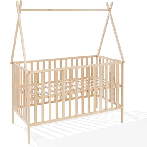 Unique Nature Tipi Babybett Naturholz 120x60 cm aus massivem Buchenholz – höhenverstellbarer Lattenrost, kindersicher lackiert, modernes Kinderzimmer Design Unique Nature Tipi Babybett Naturholz 120x60 cm aus massivem Buchenholz – höhenverstellbarer Lattenrost, kindersicher lackiert, modernes Kinderzimmer Design von Unique Nature