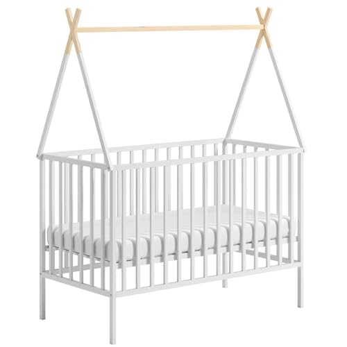 Unique Nature Tipi Babybett Weiß 120x60 cm mit Matratze – höhenverstellbarer Lattenrost, kindersicher lackiert, stabiles Massivholz Kinderbett im modernen Design Unique Nature Tipi Babybett Weiß 120x60 cm mit Matratze – höhenverstellbarer Lattenrost, kindersicher lackiert, stabiles Massivholz Kinderbett im modernen Design von Unique Nature