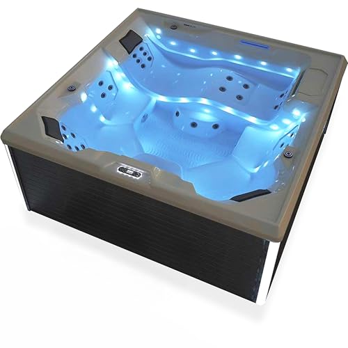 Unique Nature Whirlpool mit LED-Lichtstreifen, 34 Jetdüsen und Ozonreinigung – 5-Personen Outdoor-Spa – Acryl – Premium-Wellness – Wellnessbad mit Massagedüsen, Sichtfenster, Winterfest Unique Nature Whirlpool mit LED-Lichtstreifen, 34 Jetdüsen und Ozonreinigung – 5-Personen Outdoor-Spa – Acryl – Premium-Wellness – Wellnessbad mit Massagedüsen, Sichtfenster, Winterfest von Unique Nature