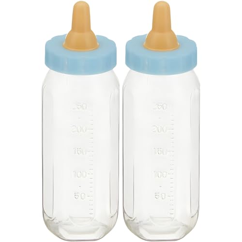 Babypartygeschenke - 13 cm - Blaue befüllbare Babyflaschen aus Kunststoff - 2er-Packung von Unique