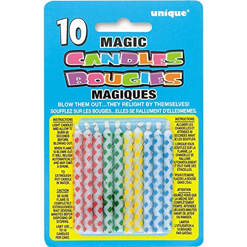 Magische Geburtstagskerzen - Diamantmuster - Verschiedene Farben - 10er-Packung von Unique