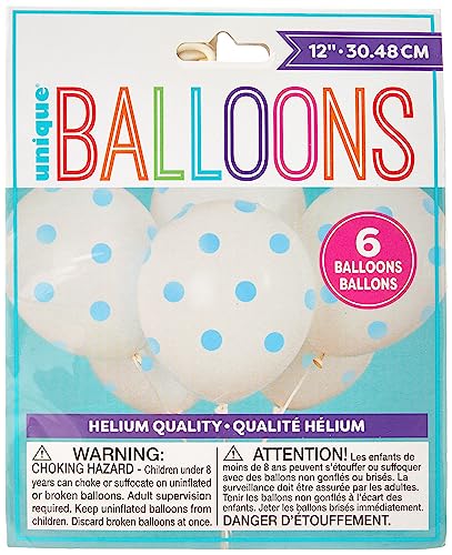 Gepunktete Latex-Luftballons - 30 cm - Hellblau - 6er-Pack von Unique