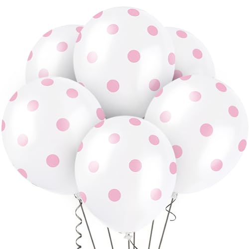 Gepunktete Latex-Luftballons - 30 cm -Hellrosa - 6er-Pack von Unique