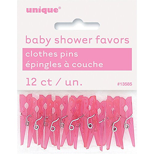 Kunststoff-Wäscheklammern für Babyshower, Pink, 12 Stück von Unique