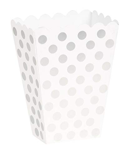 Popcorn Schachteln mit Pünktchenmuster - Silber - 8er-Pack von Unique