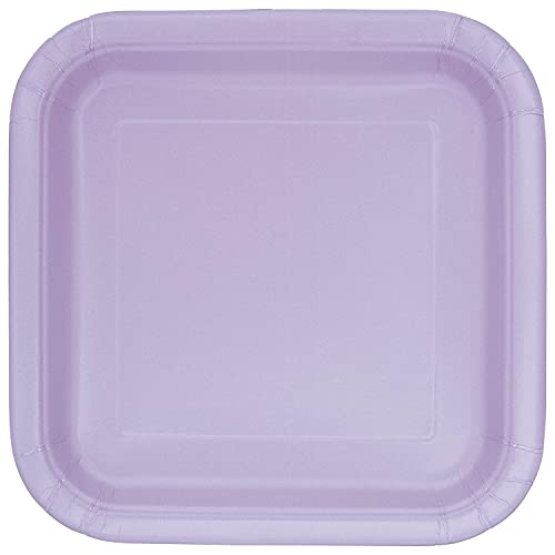 Quadratische Pappteller - 23 cm - Lavendelfarben - Packung mit 14 Stück von Unique Party