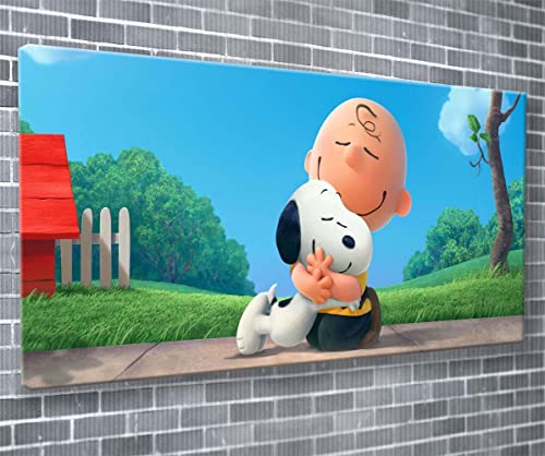 Kunstdruck auf Leinwand, Peanuts Charlie Brown And Snoopy Dog, fertig zum Aufhängen, 140 x 61 cm von Unique Print