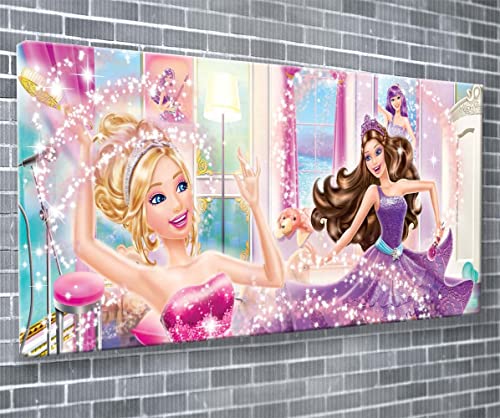 Leinwandbild, Motiv Barbie The Popstar Film, TV-Show, gerahmt, fertig zum Aufhängen, 140 x 61 cm von Unique Print