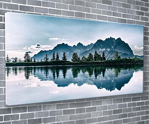 Mountain Range Reflections Wanddekoration auf Leinwand, 139,7 x 61 cm, aufhängfertig von Unique Print
