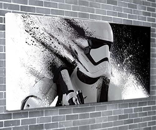 Stormtrooper Abstraktes Schwarz / Weiß Star-Wars Wanddekoration auf Leinwand, 139,7 x 61 cm, fertig zum Aufhängen, für Mancave-Kinozimmer von Unique Print