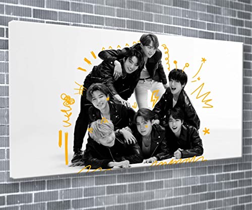 XXL-Fandruck koreanisches Popband Boy Band BTS Musikkünstler, Leinwand, Wanddekoration, fertig zum Aufhängen, 140 x 61 cm von Unique Print