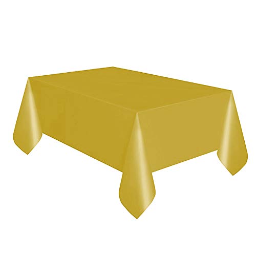 Unique UK 50327 Rechteckige Tischabdeckung aus Kunststoff, 137,2 x 274,3 cm, goldfarben, 1 Stück von Unique