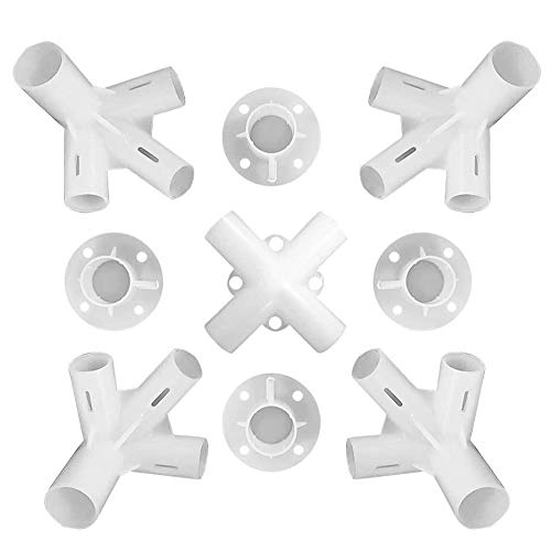 Unique WElinks 9 Stück/Set PVC-Fittings Ersatzteile für 3 x 3 m Pavillon, Markise, Zelt, Füße, Eck-Mittelverbinder, 25/19 mm, Outdoor-Campingzelt, Anschlusszubehör von Unique WElinks