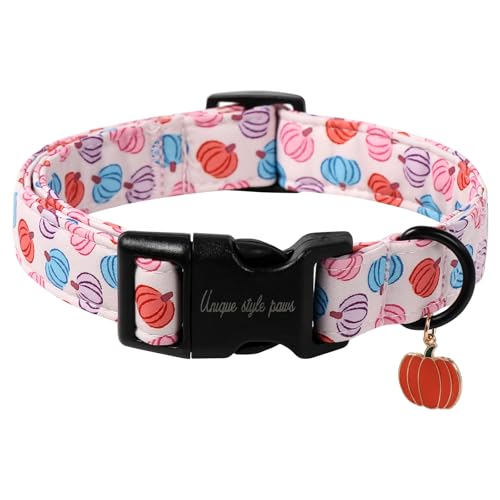 Unique Style Paws Halloween-Hundehalsband, niedlicher Kürbis-Druck, Hundehalsband für mittelgroße Hunde, weiche Baumwolle, Welpenhalsband mit verstellbarer Schnalle für kleine, mittelgroße und große Unique Style Paws Halloween-Hundehalsband, niedlicher Kürbis-Druck, Hundehalsband für mittelgroße Hunde, weiche Baumwolle, Welpenhalsband mit verstellbarer Schnalle für kleine, mittelgroße und große von Unique style paws