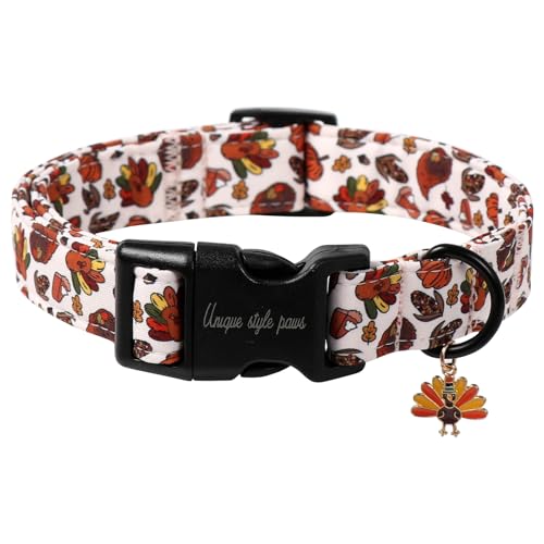 Unique Style Paws Thanksgiving-Hundehalsband für kleine Hunde, niedliches Truthahn-Motiv, verstellbar, für kleine, mittelgroße und große Hunde Unique Style Paws Thanksgiving-Hundehalsband für kleine Hunde, niedliches Truthahn-Motiv, verstellbar, für kleine, mittelgroße und große Hunde von Unique style paws
