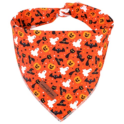 Unique style paws 1PCS Halloween Hundebandanas Waschbarer Baumwollquadrat-Latz, Verstellbarer Hundetuch für kleine mittelgroße Hunde und Katzen-S von Unique style paws