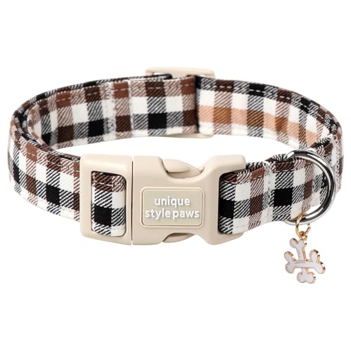 Unique style paws Dog Halsband mit Schnellverschluss aus Baumwolle Braun Kariertes Halsband Geschenk Langlebig Niedlich Halsband für kleine, mittelgroße und große Rüden und Hündinnen Unique style paws Dog Halsband mit Schnellverschluss aus Baumwolle Braun Kariertes Halsband Geschenk Langlebig Niedlich Halsband für kleine, mittelgroße und große Rüden und Hündinnen von Unique style paws